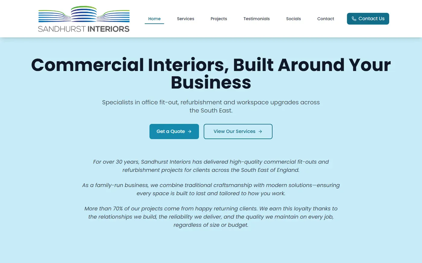 Sandhurst Interiors website preview