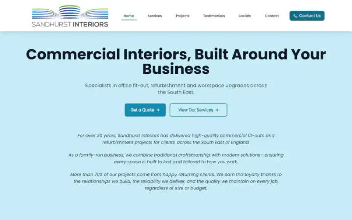 Sandhurst Interiors website preview